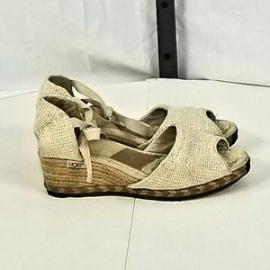 UGG Ankle Tie Low Wedge Sandal